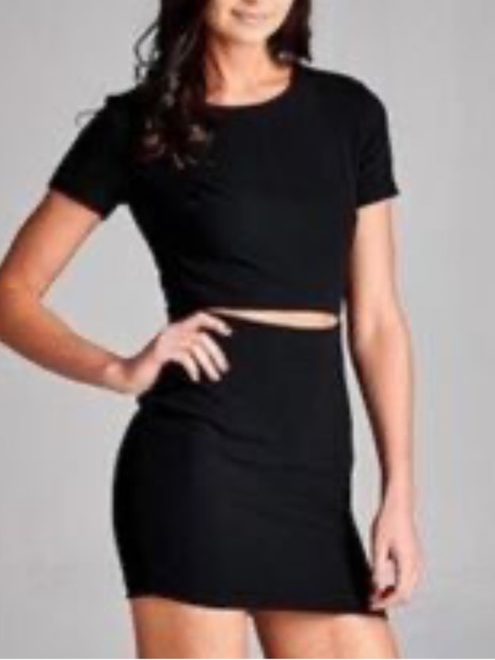 Black Short Sleeve Cutout LBD mini dress